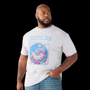 Grateful Dead Mens Big & Tall Skeleton Paddling Boat Graphic Gray Shirt New